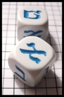 Dice : Dice - 6D - Koplow Hebrew Numbers 1-6 and 7-12 White and Blue Dice - Troll and Toad Dec 2010